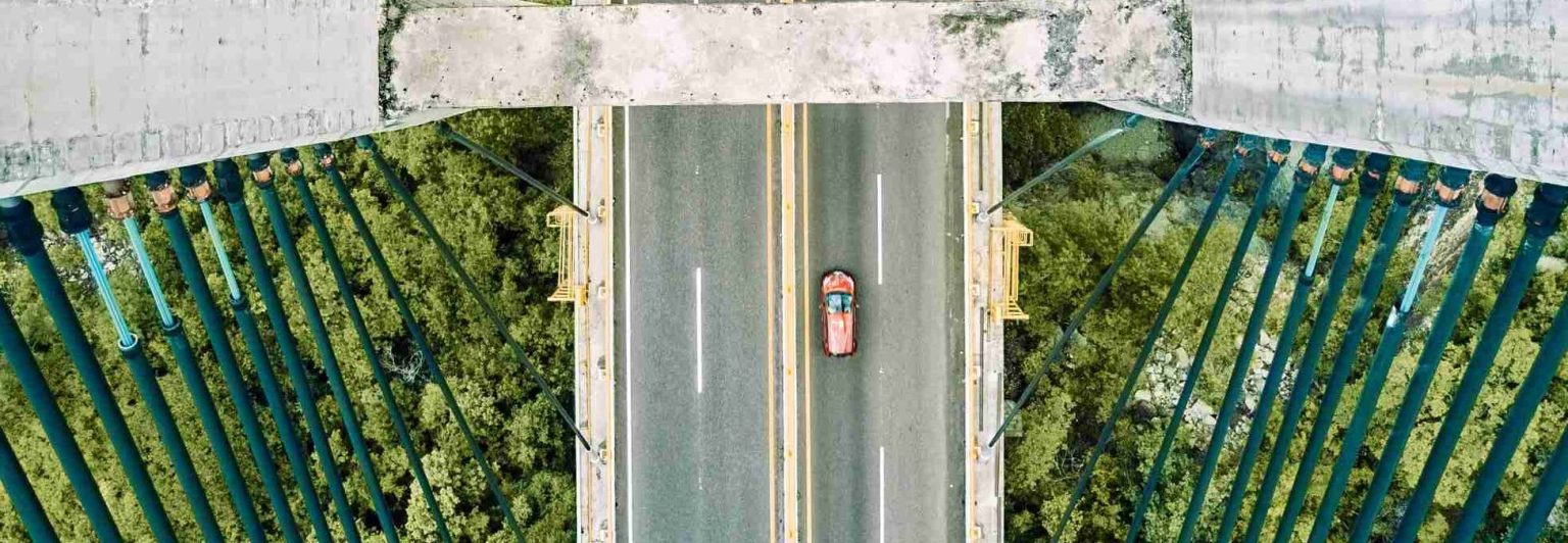 Aerial view of a bridge