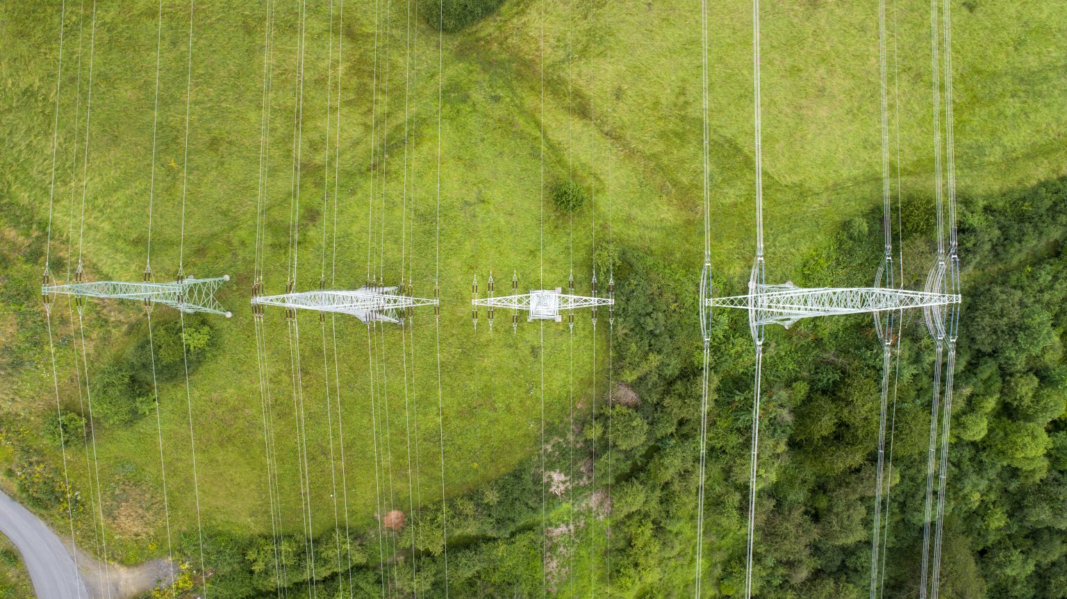 Electricity pylons - aerial view
